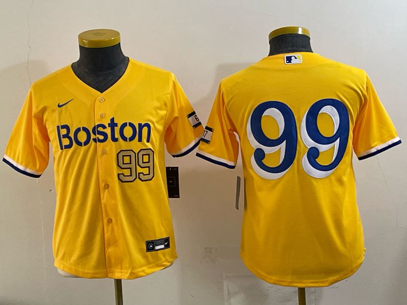 Youth 2025 Boston Red Sox 99 No Name Yellow Nike MLB Jersey 05